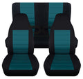 T402-Designcovers appropriate with 2003-2006 Jeep wrangler LJ 2door Seat Covers:Black and Teal- Full Set Front&Rear