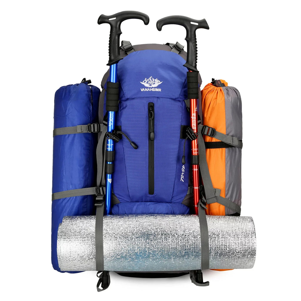 Adventure Backpack50L Waterproof Camping Backpack with Shoe Compartment and Rain shield