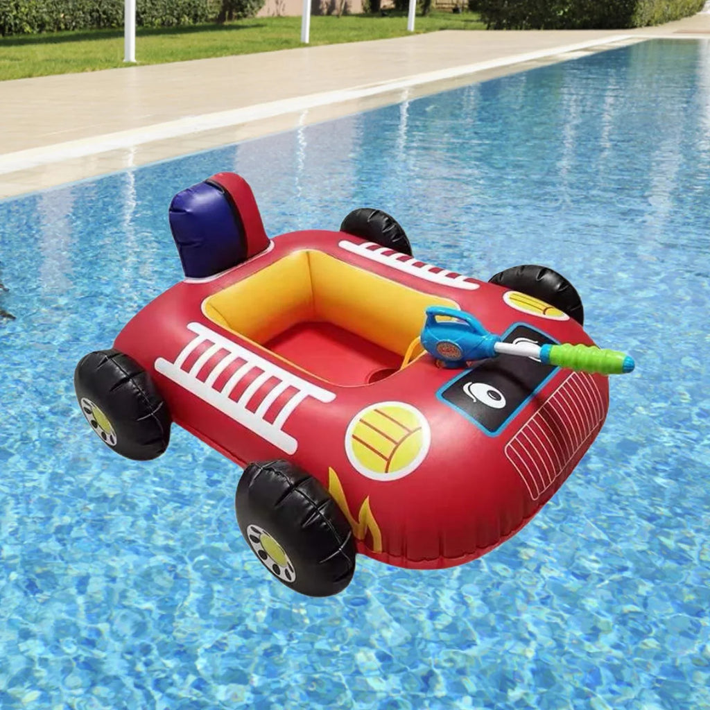 Cartoon Car Design Kids Pool Floats with moisture Squirt Pool Floats Raft for Beach Red