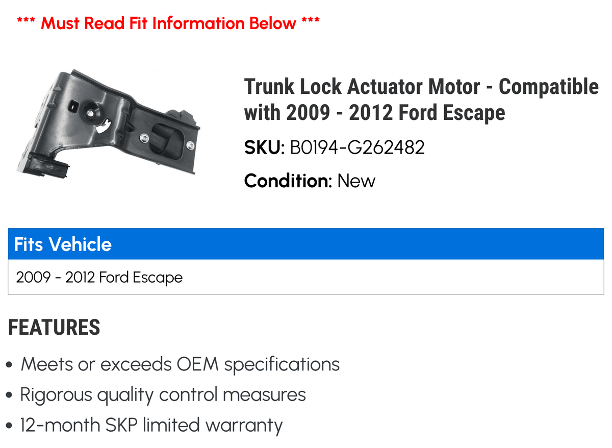 Trunk Lock Actuator Motor - suitable with 2009 - 2012  Escape 2010 2011