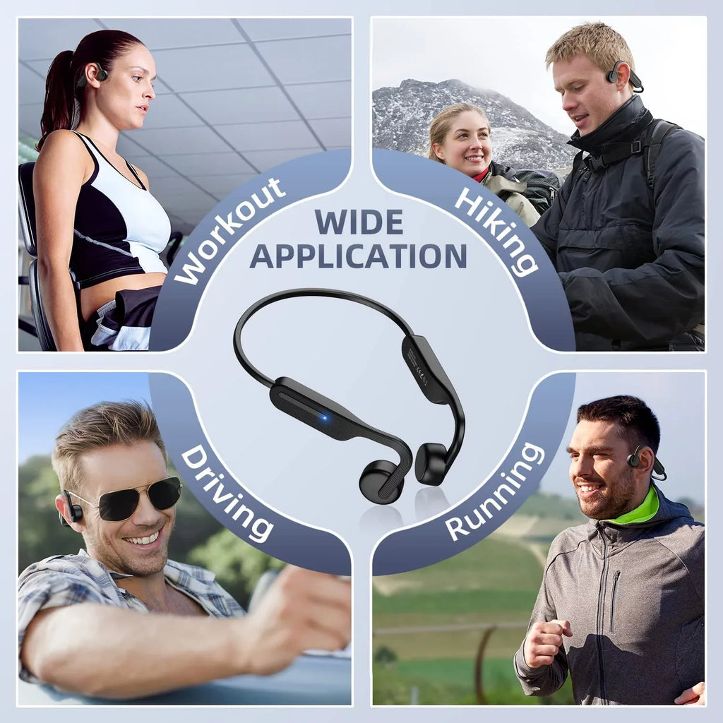 Bone Conduction Headphones, Open Ear Headphones, Bluetooth 5.0 Sports Wireless Earphones, Sweat immune Headset for Running, Cycling, Hiking, Driving