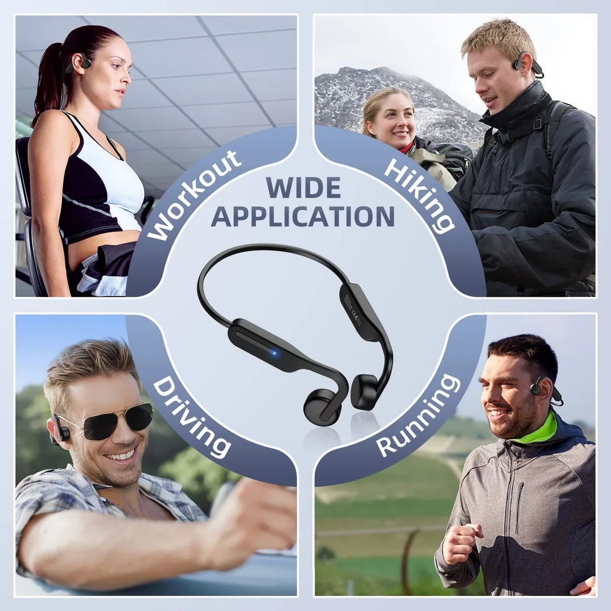 Bone Conduction Headphones, Open Ear Headphones, Bluetooth 5.0 Sports Wireless Earphones, Sweat immune Headset for Running, Cycling, Hiking, Driving