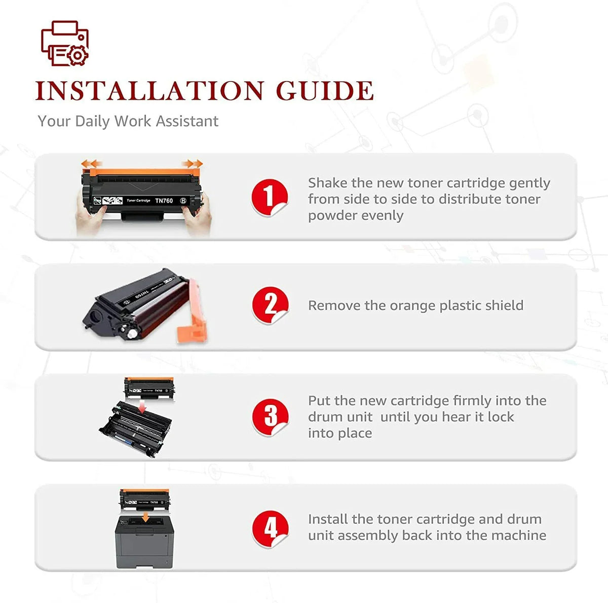 suitable for brother Printer DR730 Drum Unit Toner(2 pack)