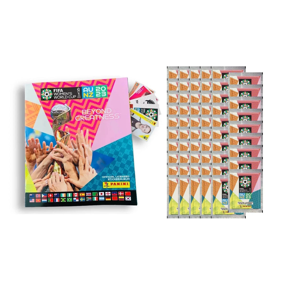 2023 Panini Women's FIFA World Cup Stickers - Bundle 1 (50 Packs & Mega Starter Pack) (Album + 301 Stickers)