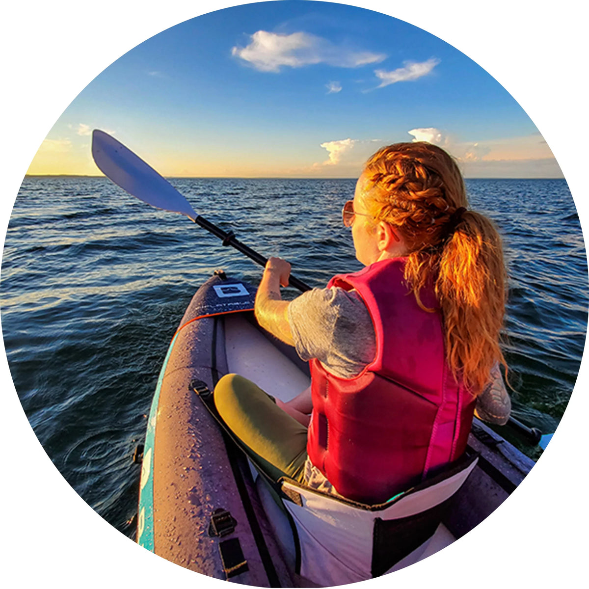 BRIGHT BLUE Inflatable Touring White aqua Paddling Kayak 1-2 Persons sit-on with Paddles,Hand Pump,Backpack,Fins