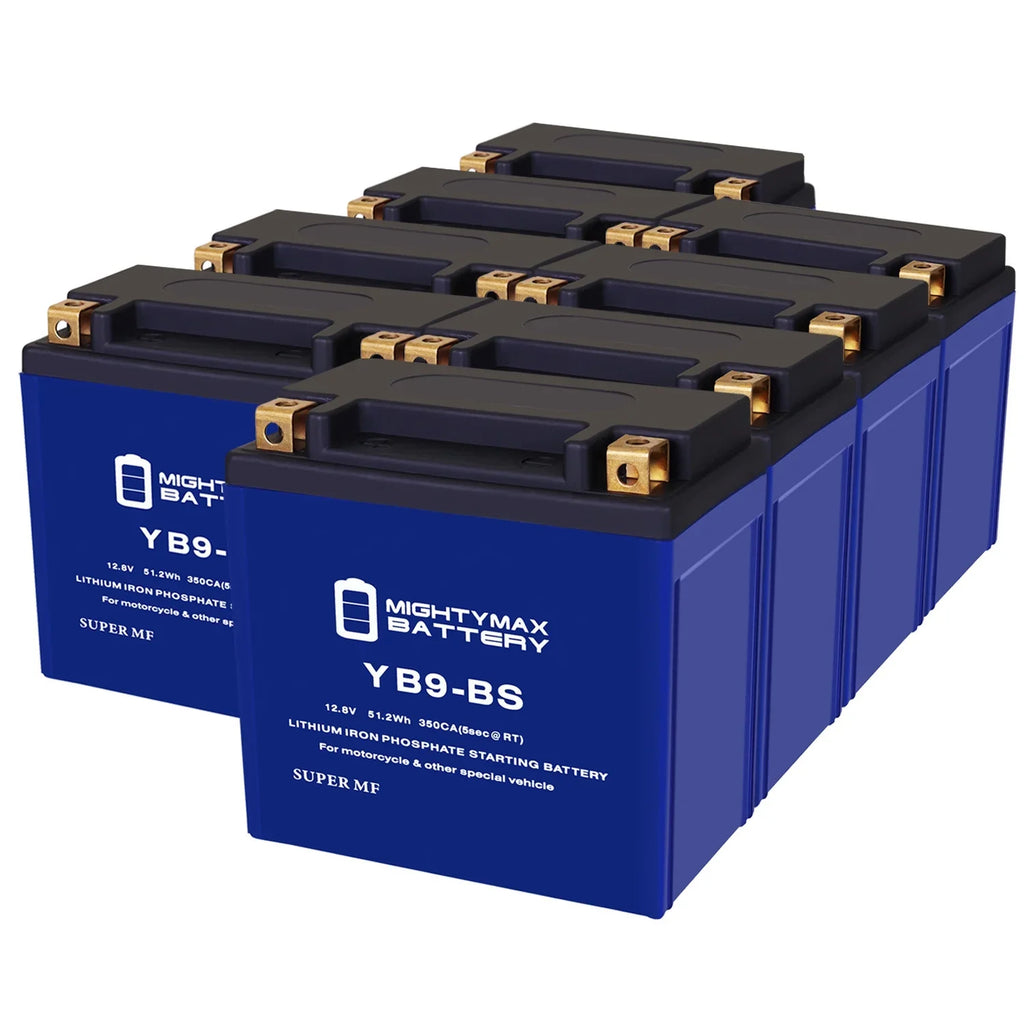 YB9-BS Lithium Replacement Battery appropriate with Gilera 125 XR2 E-Starter All Years - 8 Pack