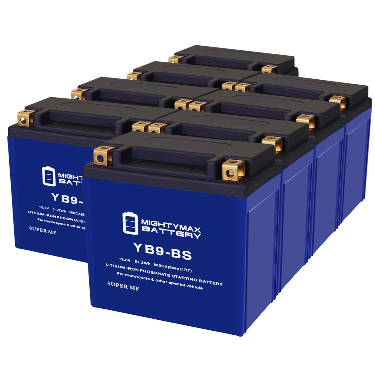 YB9-BS Lithium Replacement Battery appropriate with Gilera 125 XR2 E-Starter All Years - 8 Pack