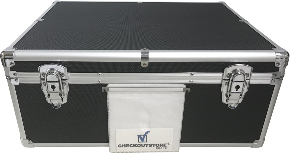 CheckOutStore Black Aluminum CD/DVD Hanging Sleeves Storage Box (Holds 600 Discs)