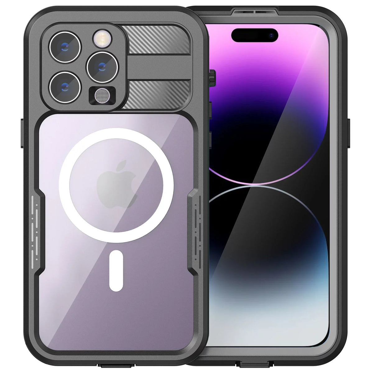 for iPhone 14 Pro 6.1" Case Waterproof, Built-in 6H Screen Protector [Real 360][IP68 Underwater][14FT Military Dropproof][Dustproof][matching with MagSafe] for iPhone 14 Pro - Black