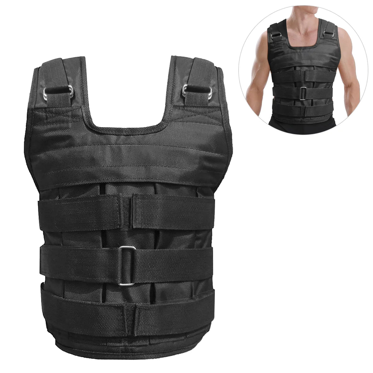 Load, Oxford Cloth. Nebublu Strength Training Weighted Vest - Adjustable Weight Jacket, 50kg Max