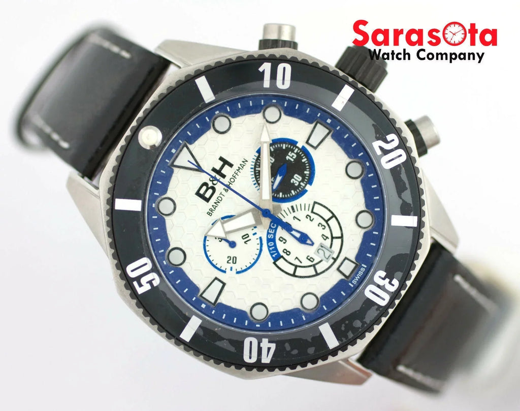 B&amp;H Brandt &amp; Hoffman 14060 Dunbar Chronograph Swiss Quartz Leather Men's Watch