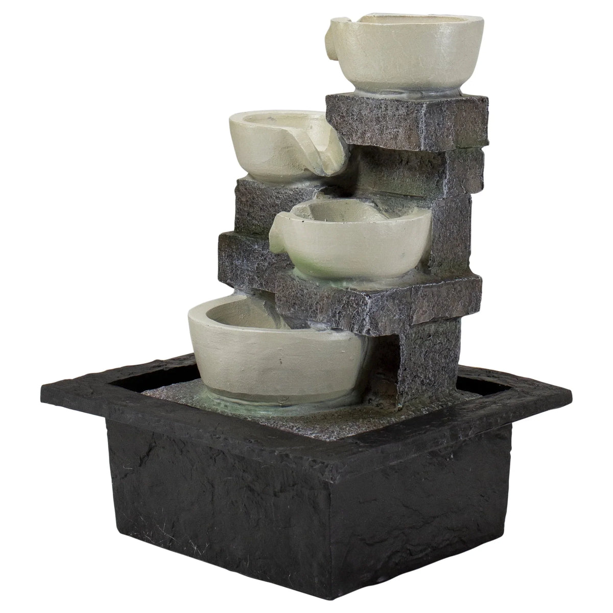 Northlight 11" LED Lighted Cascading 4-Tier Bowl Indoor Tabletop aqua Fountain