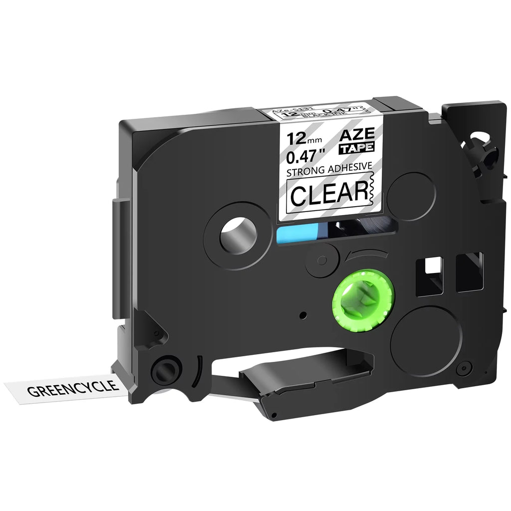GREENCYCLE 50PK suitable for Brother P-touch Black on Clear 12mm TZ TZe TZe-S131 TZ-S131 TZ-131 TZe-131 Extra Strength Laminated Label Tape
