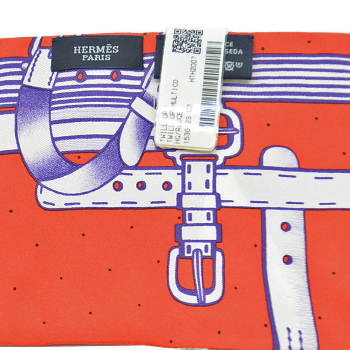Pre-Owned Hermes HERMES Scarf Twill Up Red White Orange Multi Silk Ladies (Like New)