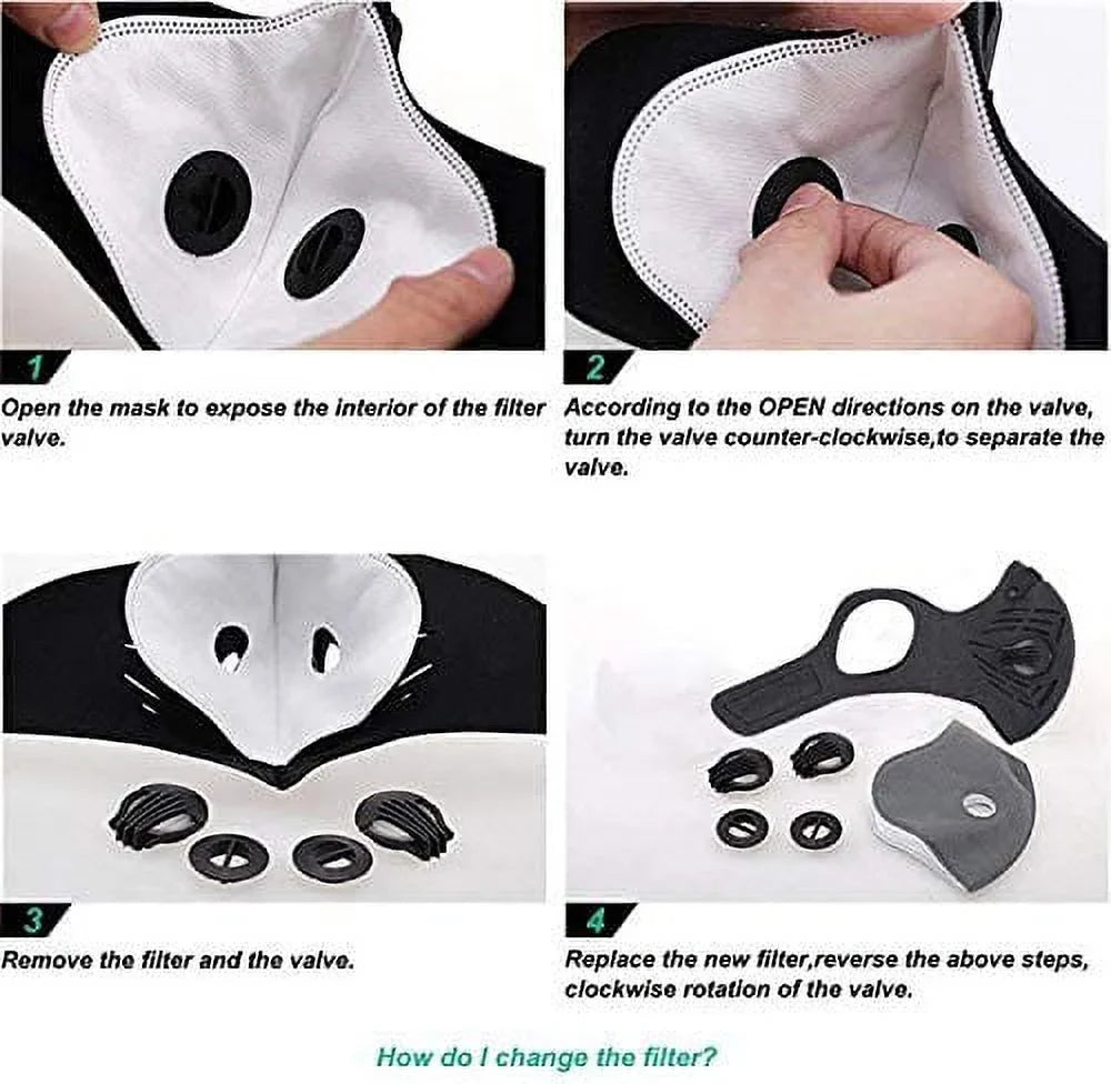 Face Masks - TWIN PACK - 2 Masks with 4 Filters - Ships from USA