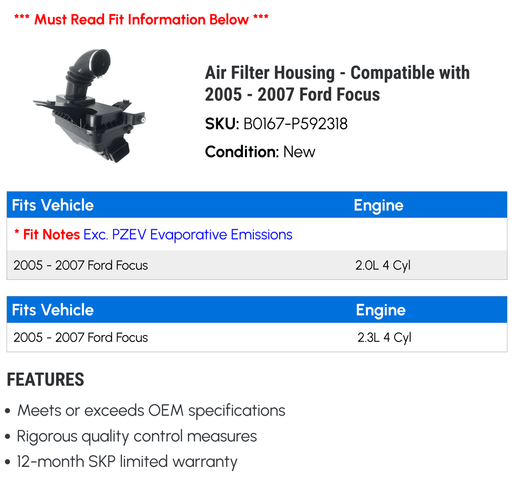 Air Filter Housing - matching with 2005 - 2007  Focus 2006