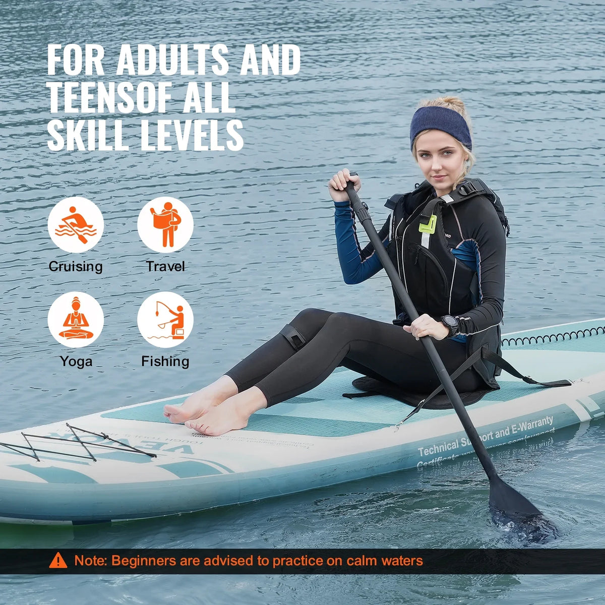 SKYSHALO 10.6 ft Kayak Board Inflatable Stand Up Paddle Board with Seat Accessory