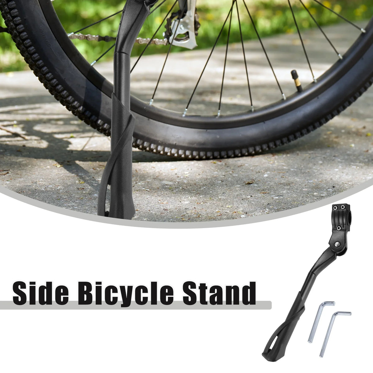 Unique Bargains 1 Set Fit 24-29 Inch Bicycles Adjustable Bicycle Stand Non-Slip Side Stand Kickstand for Mountain Bike