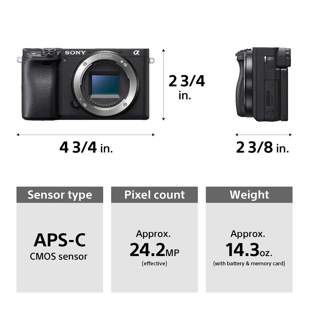 Restored  Alpha a6400 Mirrorless Camera: Compact APS-C Interchangeable Lens Digital Camera with Real-Time Eye Auto Focus, 4K Video & Flip Up Touchscreen - ILCE-6400/B Body (Refurbished)