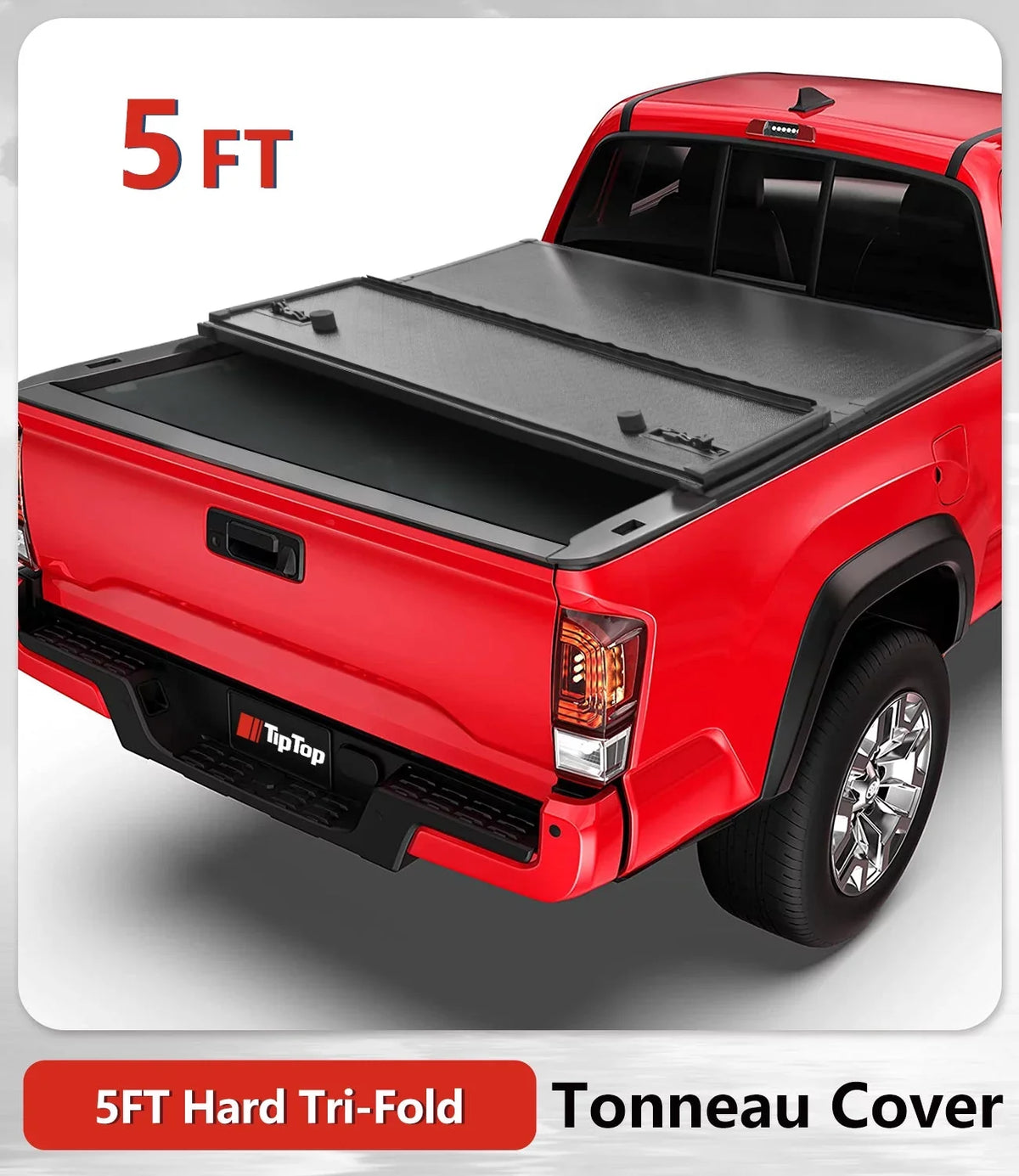 TIPTOP Tri-Fold Hard Tonneau wrap Truck Bed FRP On Top For 2005-2015 Tacoma 5ft Bed (60.3") | TPM3 |For Models With or Without The Deck Rail System|