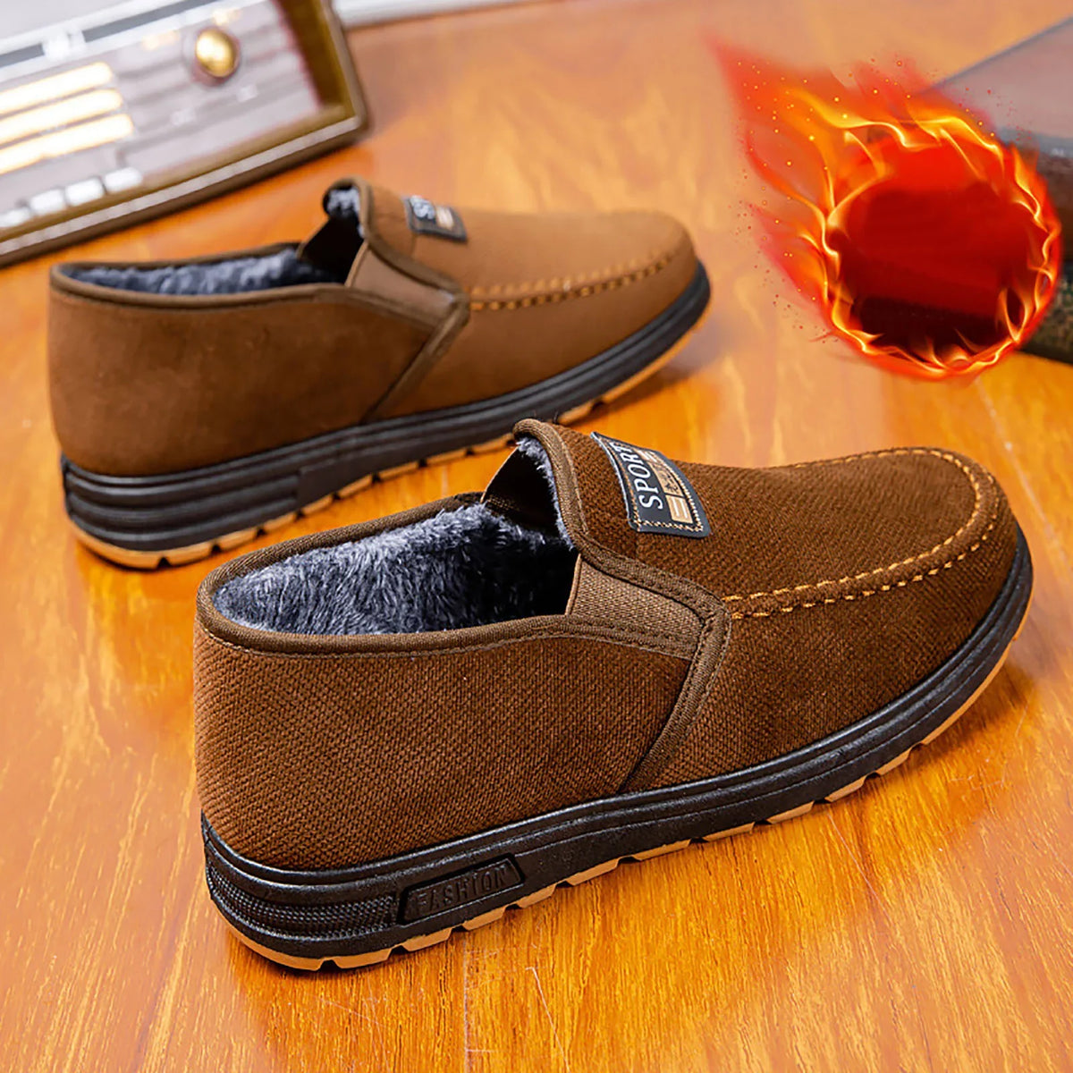 Mens liquid Proof Hiking Shoes Men Snow Boots Fashionable And Simple Winter Thick Warm Cotton Boots Comfortable Flat Bottomed Round Toe