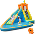 Inflatable moisture Slide, Hippo Themed liquid Slides for Kids Backyard w/Long Slide, 740w Blower, Splashing Pool, moisture Cannon, Indoor Outdoor Blow up Giant moisture Park for Big Kids and Adults