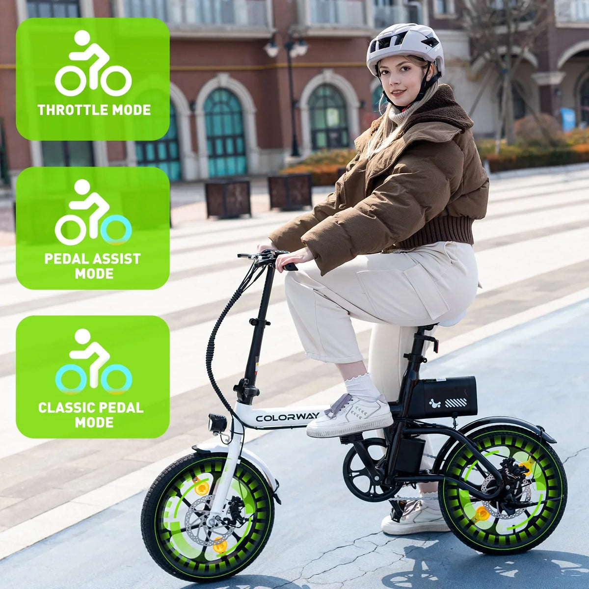 Range 16-37MILE for Adults. COLORWAY BK35M Folding Electric Bicycles, 16 inch E Bike 350W City E-Bike Max