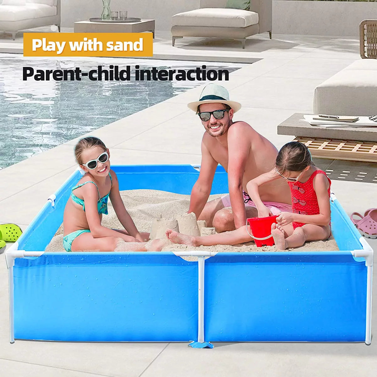 COVERONICS 59x59 Metal Frame Pool Summer - COVERONICS Swimming Pool for Summer liquid Play, Outdoor Indoor Pool Ball/Sand Pit for Backyard Party