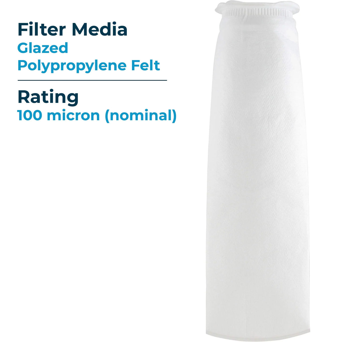 SpiroPure SP-BP-420-100 100 Micron #4 (20”) Glazed Polypropylene Felt Liquid Bag Filter BP-420-100 155394-03 (Case of 40)