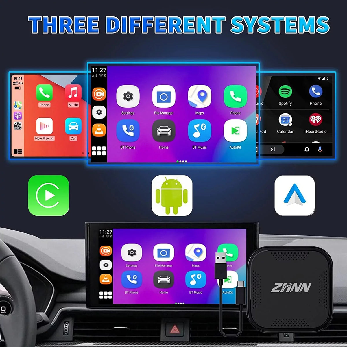Multimedia Video Box, Android 9, 4G+64G, Carplay AI Box Support YouTube/Netflix , The Magic Box Carplay Streaming for Car, Wired to Wireless Carplay& Android auto Adapter/Dongle