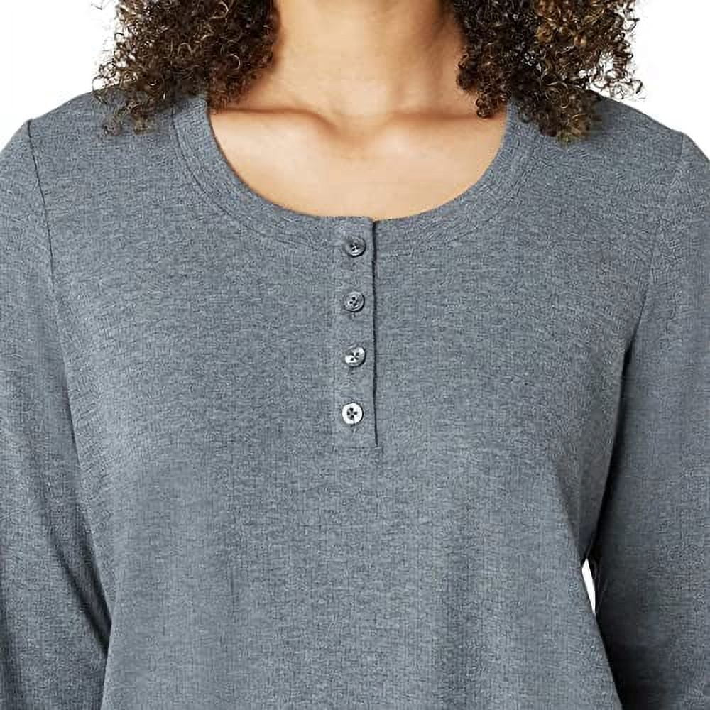 Eddie Bauer Women's 3-Piece Waffle Knit Pajama Set (Gray, Large)