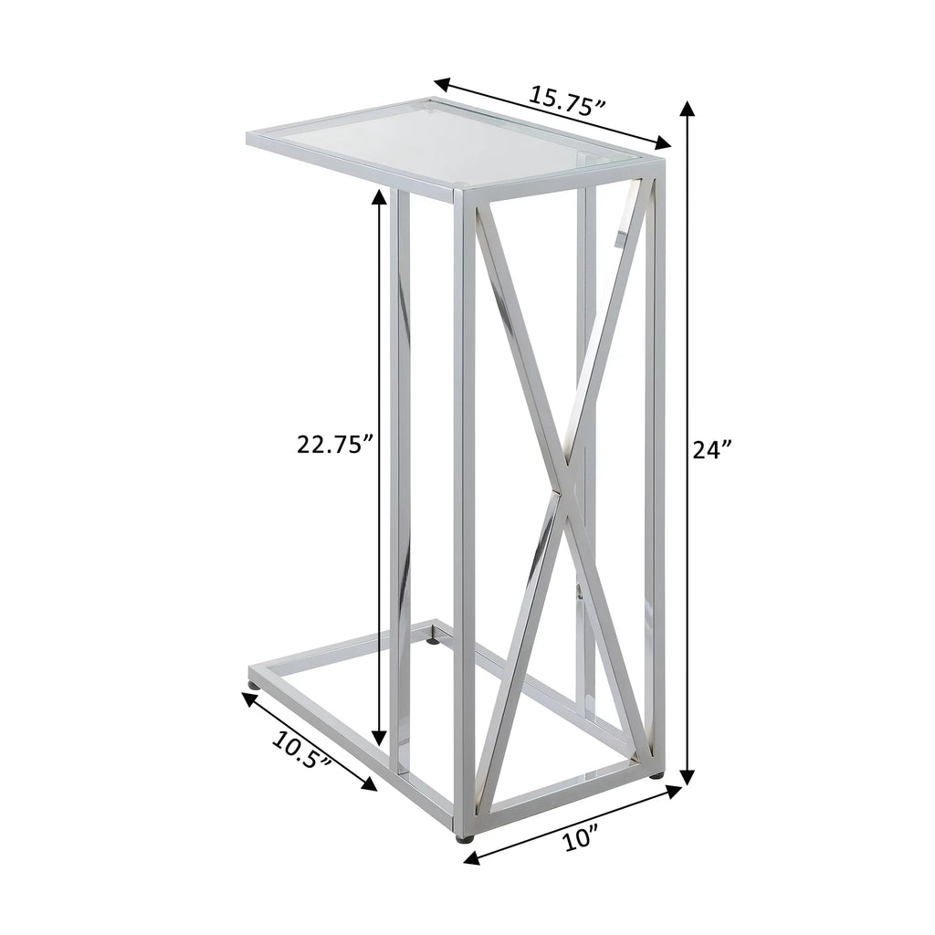 Convenience Concepts Oxford Chrome Glass C End Table in Glass & Chrome Frame