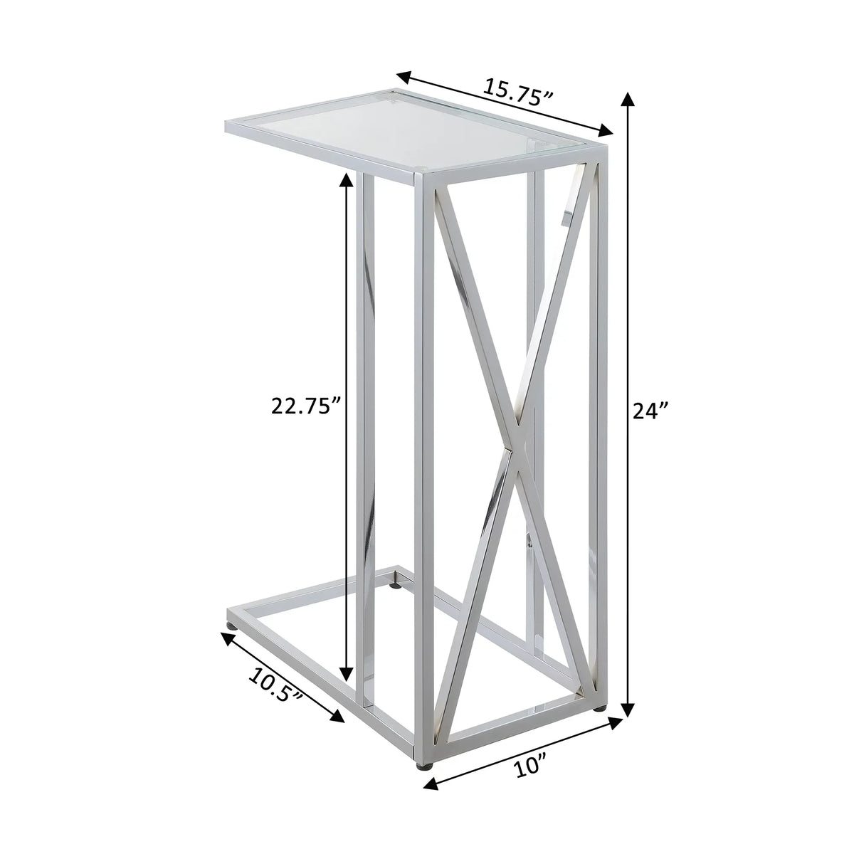 Convenience Concepts Oxford Chrome Glass C End Table in Glass & Chrome Frame