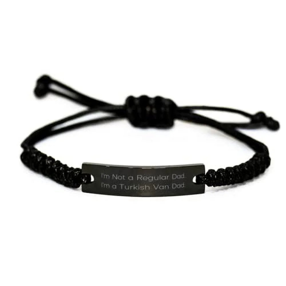 I'm a Turkish Van Dad, Funny Black Rope Bracelet for Cat Lovers from Friends. amangny Brilliant Turkish Van Cat, I'm Not a Regular Dad