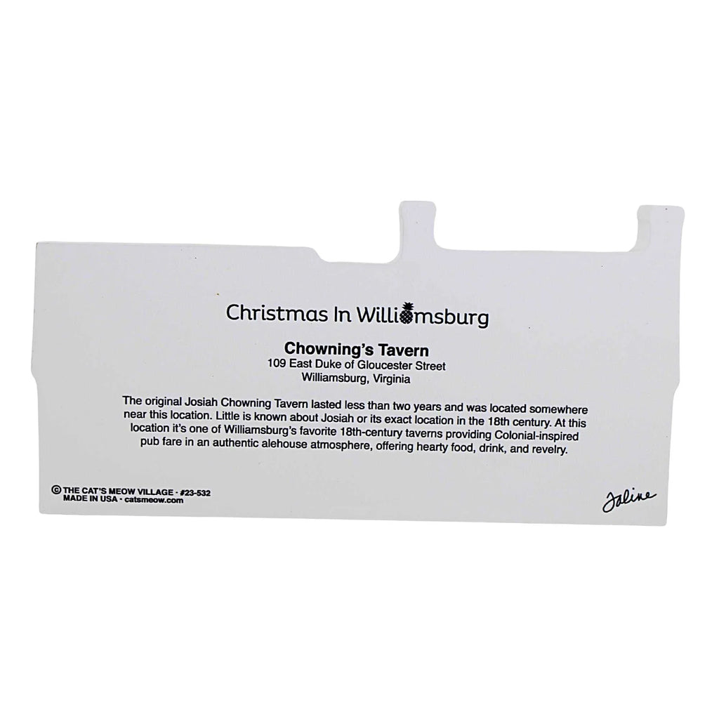 Cat's Meow Village Chowning's Tavern - One Building 4 Inch, Wood - Christmas Williamsburg Virginia 23532